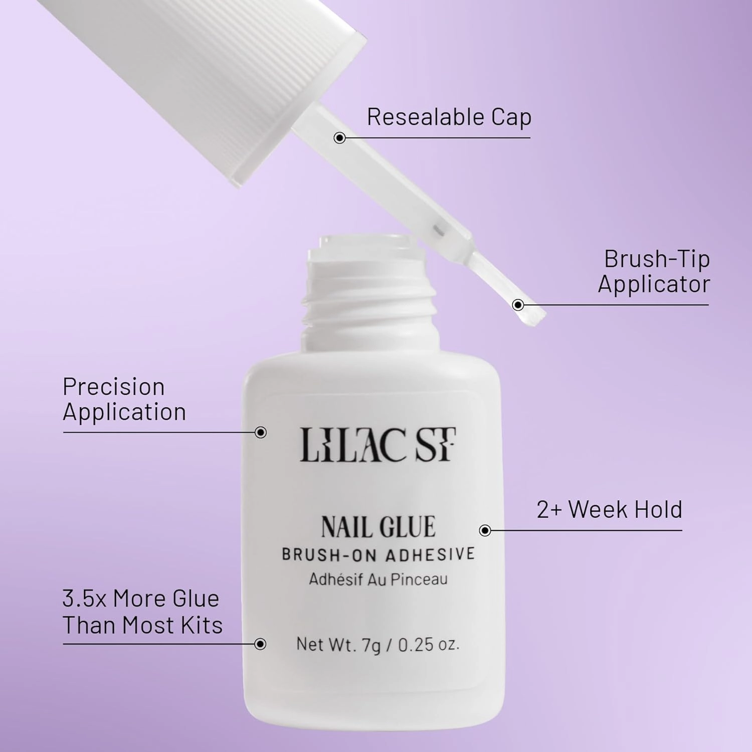 Lilac St - Press On Nails, Blush Touched (30 Nails, 15 Sizes) - Medium, Round, Pearl   Glossy, Opaque - Brush-On Nail Glue, Nail File, Cuticle Stick, Prep Pad - Cruelty Free, Vegan, Women Founded