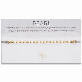 Lily Cord Bracelet, Pearl