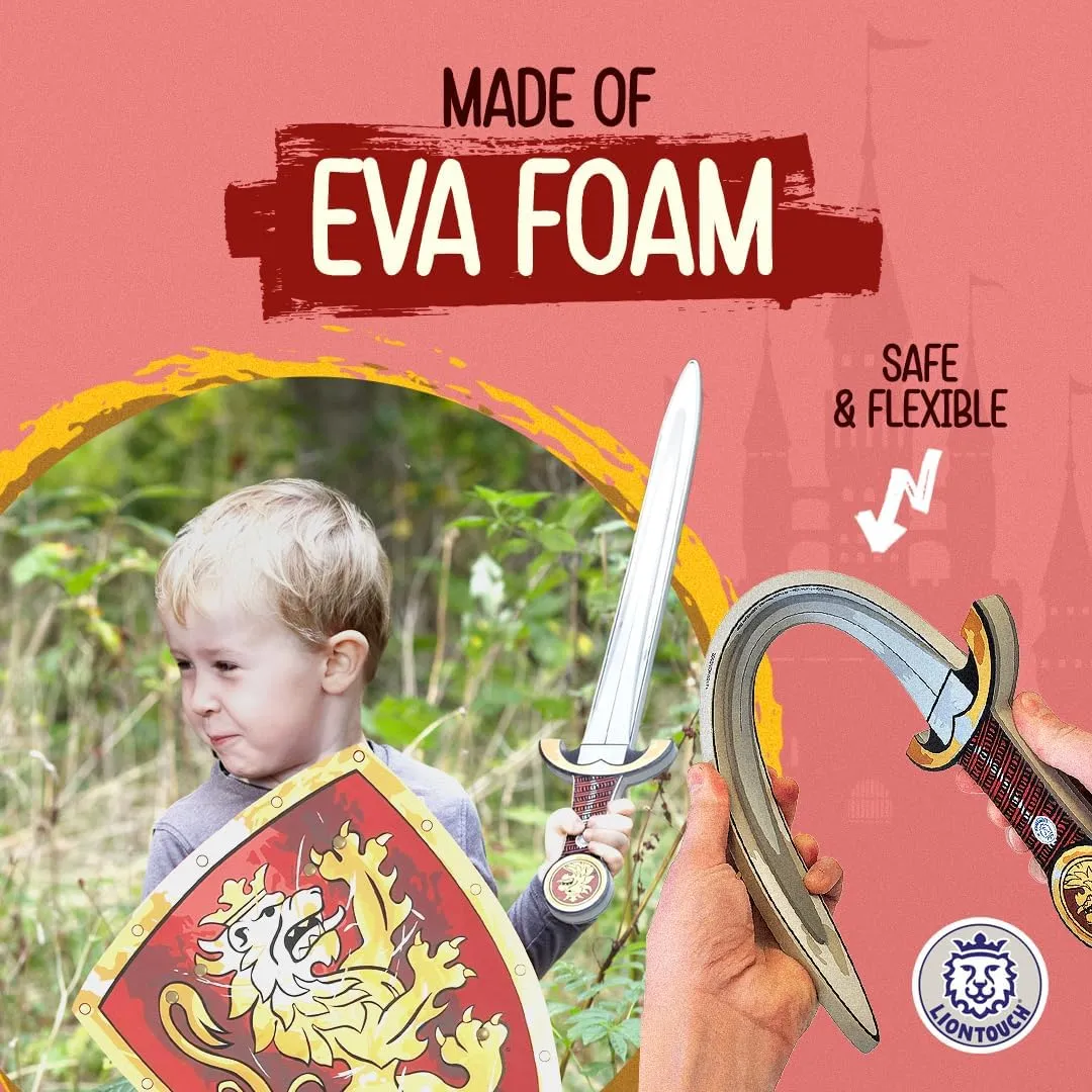 Liontouch - Noble Knight Toy Sword & Shield for Boys, Red - Age 3-8 Years | Medieval Set in Durable & Safe Foam | Weapons & Battle Accessories for Pretend Play, Dress Up & Knight Costumes for Kids