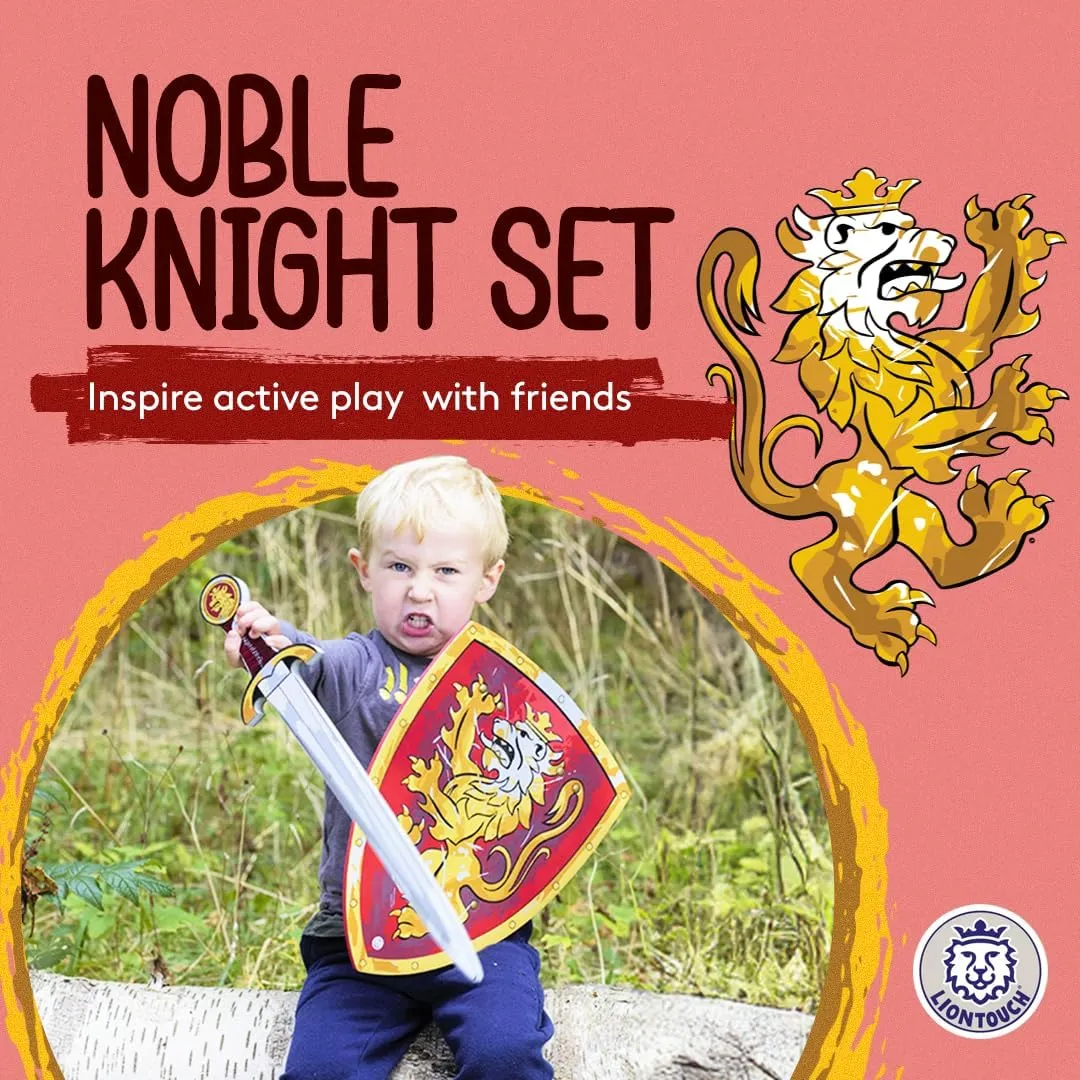 Liontouch - Noble Knight Toy Sword & Shield for Boys, Red - Age 3-8 Years | Medieval Set in Durable & Safe Foam | Weapons & Battle Accessories for Pretend Play, Dress Up & Knight Costumes for Kids