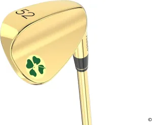 Lucky Wedges Gold 52 Degree Approach Wedge - 8 Degrees Bounce, 35.25" Regular Flex Steel Shaft, Forged Soft Carbon Steel, Right Handed, Soft Grips