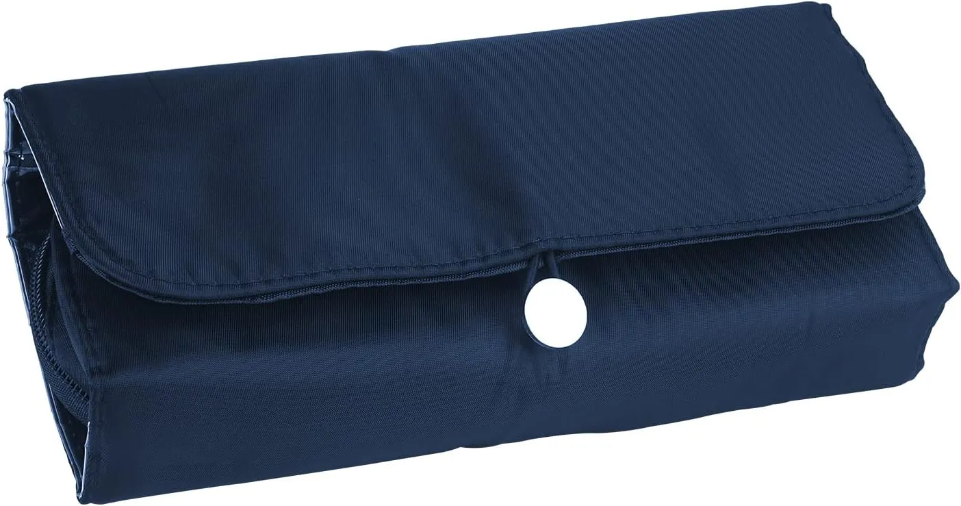 LUEXBOX Portable Folding Makeup Brush Bag, Multifunctional Cosmetics Rolling Storage Case Makeup Brush Holder for Travel, Makeup Brush Organizer Bag (Dark Blue)