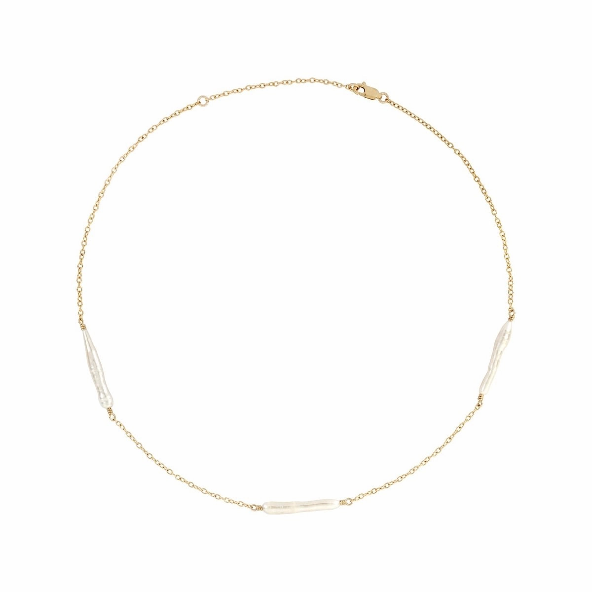 LULU Shimmering Stick Pearl Necklace Gold or Silver