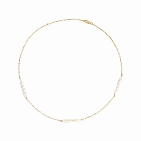 LULU Shimmering Stick Pearl Necklace Gold or Silver