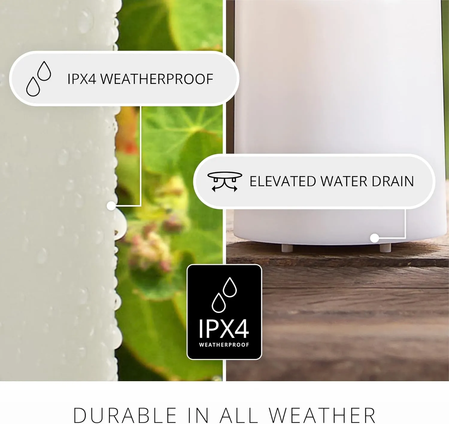 Luminara Outdoor Votive Flameless LED Candle, Pearl Ivory 2" x 3.2", Moving Flame Battery Operated Timer Remote Ready IPX4 Matte Plastic Finish
