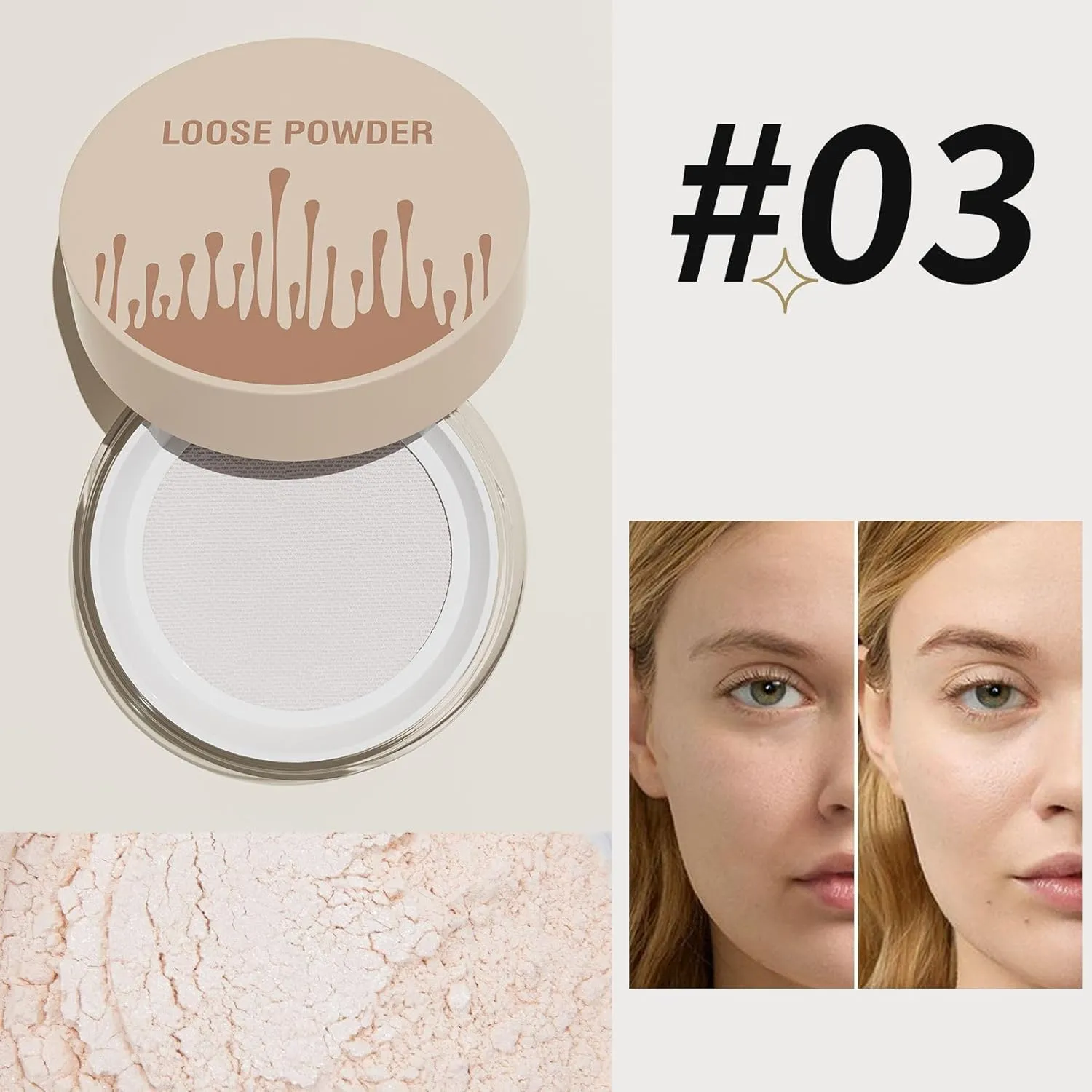 Luminous Setting Powder - Oil-Control Matte Finish with Soft-Focus Effect (03#Shimmer light complexion, 0.25 oz)