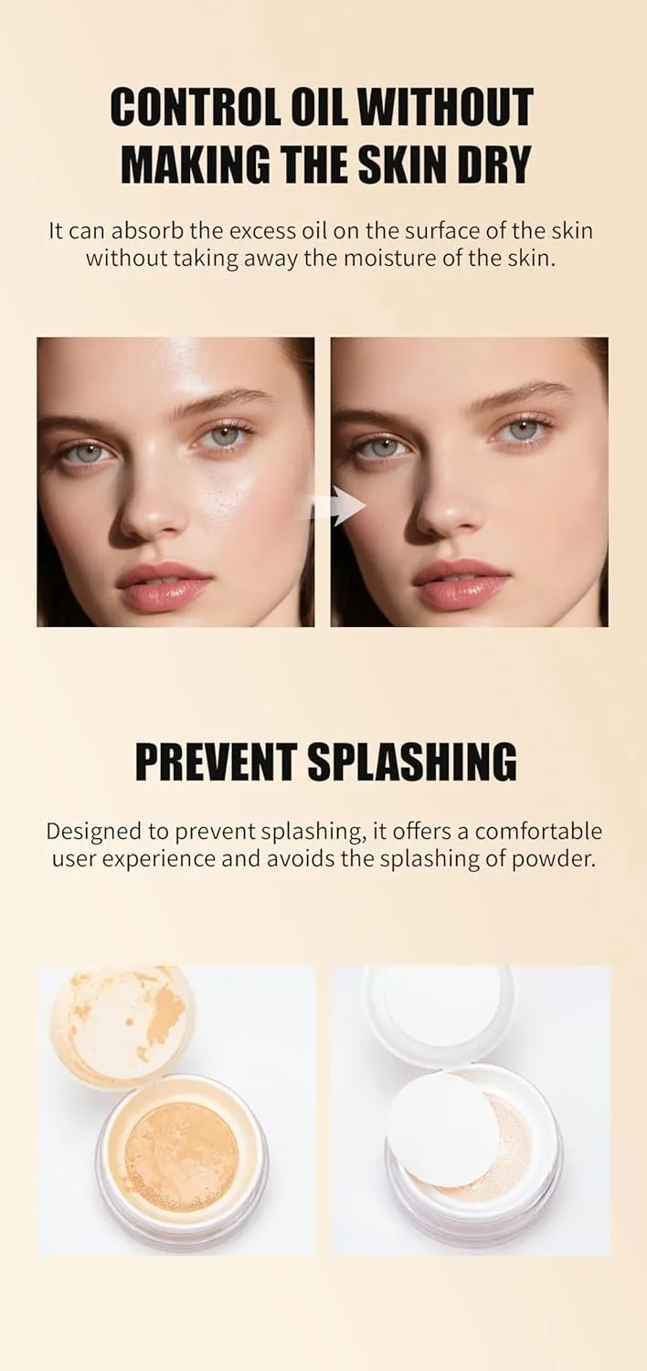 Luminous Setting Powder - Oil-Control Matte Finish with Soft-Focus Effect (03#Shimmer light complexion, 0.25 oz)
