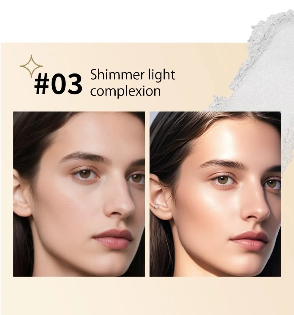 Luminous Setting Powder - Oil-Control Matte Finish with Soft-Focus Effect (03#Shimmer light complexion, 0.25 oz)