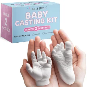 Luna Bean Baby Footprint & Hand Casting Kit – Newborn Milestone Keepsake Kit for Boys & Girls - Baby Shower Gifts Registry Must Have
