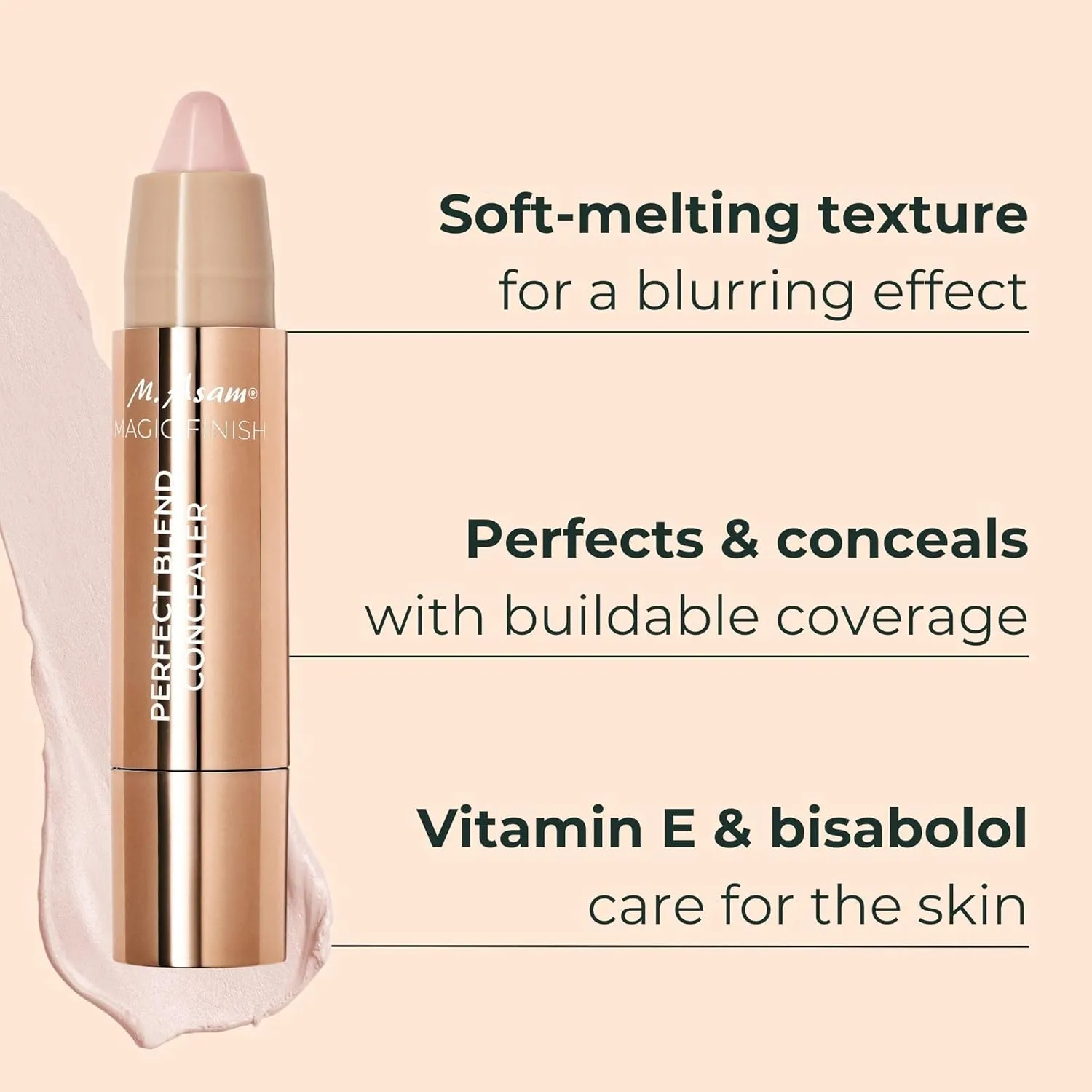 M. Asam MAGIC FINISH Perfect Blend Concealer Fair (0.1 Oz) - concealer perfects & conceals blemishes & imperfections, make-up with adjustable coverage & instant blur effect, vegan
