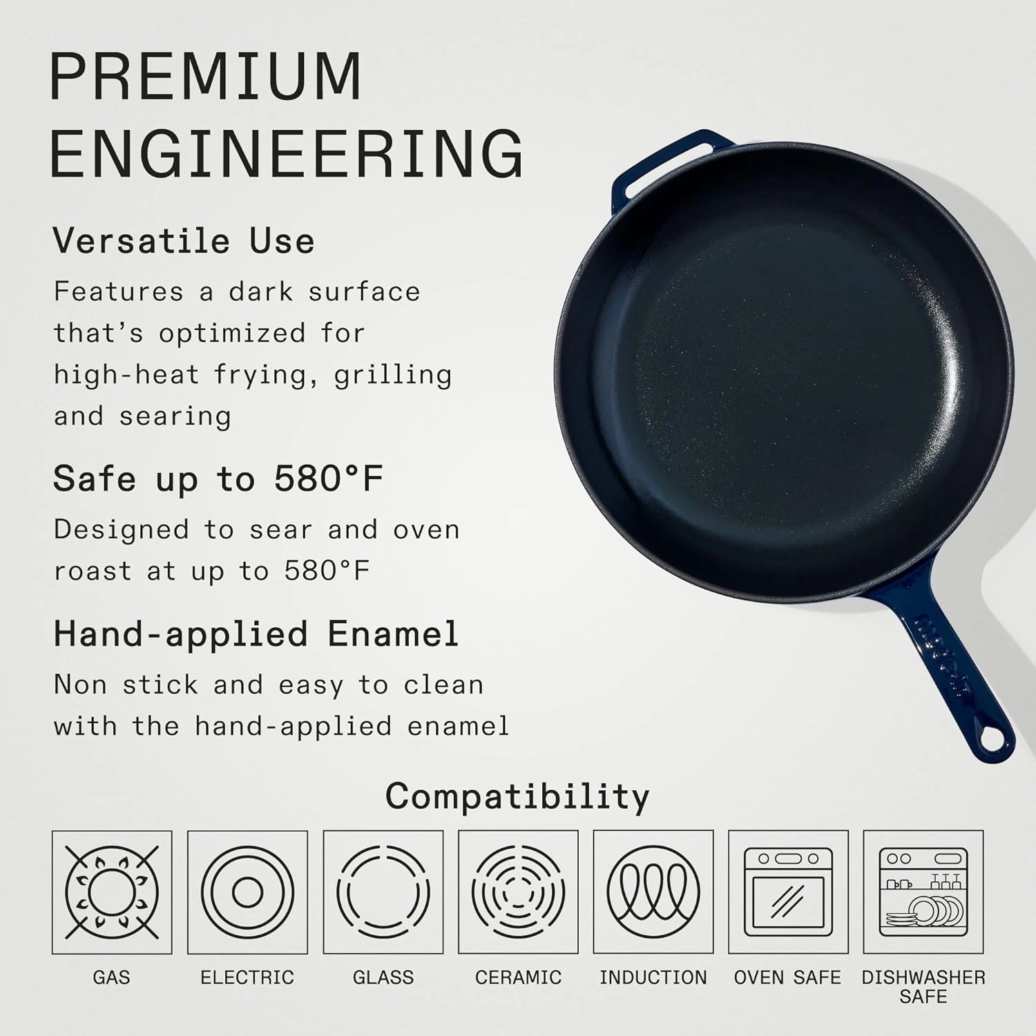 Made In Cookware - Enameled Cast Iron Skillet - Blue - Exceptional Heat Retention & Durability - Professional Cookware - Crafted in France - Induction Compatible