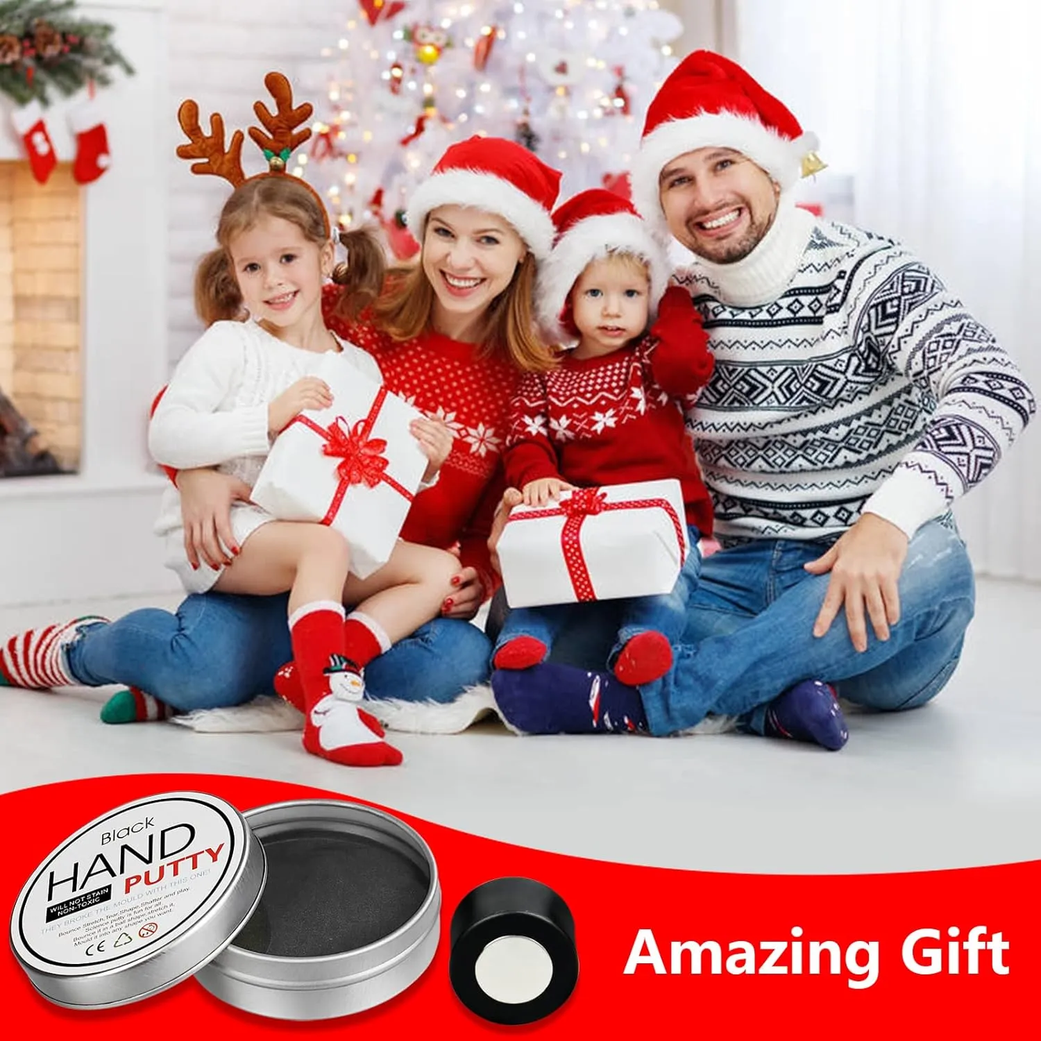 Magnetic Slime Putty, Magnetic Space Putty Slime with Upgraded Magnet Toys for Kids Adults, Fidget Toy Stress Reliever Puddy Toys for Christmas Birthday Gifts Stocking Stuffers (1 Pack, Black)