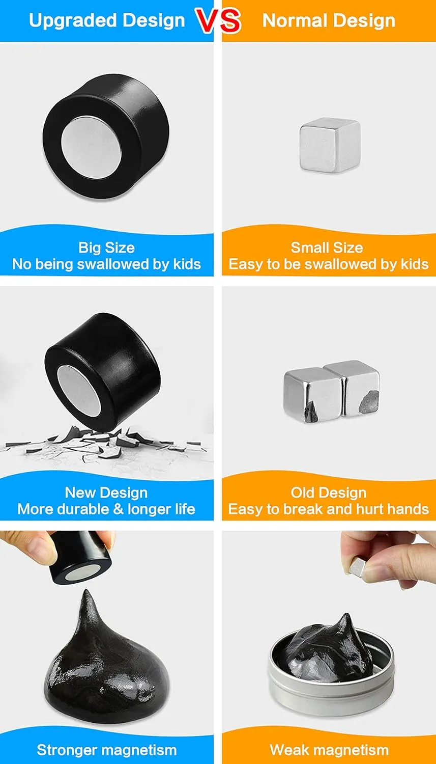 Magnetic Slime Putty, Magnetic Space Putty Slime with Upgraded Magnet Toys for Kids Adults, Fidget Toy Stress Reliever Puddy Toys for Christmas Birthday Gifts Stocking Stuffers (1 Pack, Black)