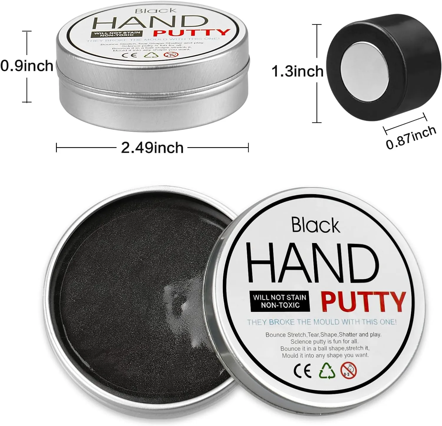 Magnetic Slime Putty, Magnetic Space Putty Slime with Upgraded Magnet Toys for Kids, Fidget Toy Stress Reliever Puddy for Christmas Birthday Gifts Stocking Stuffers(Black&Gold,2 Pack)
