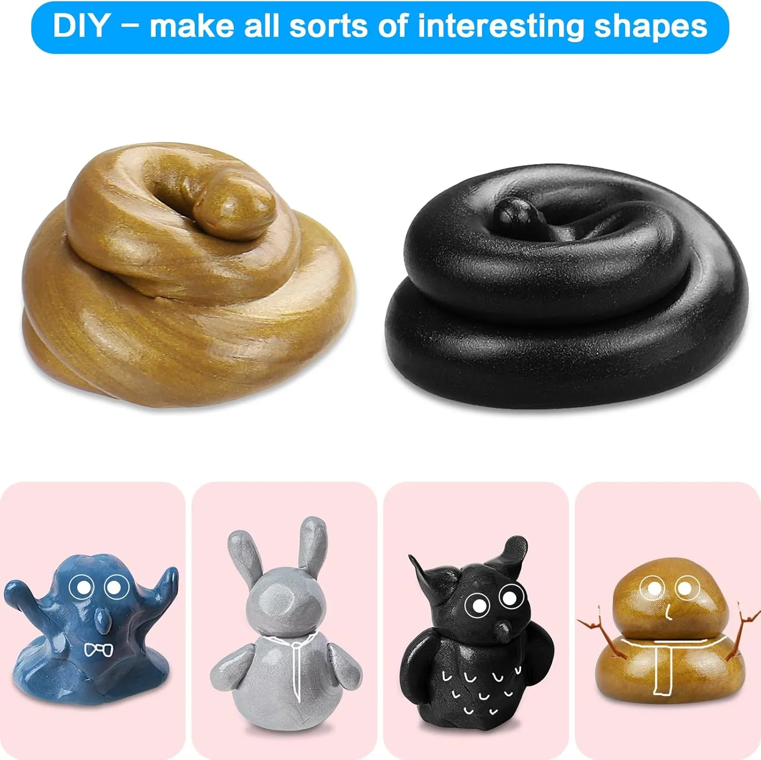Magnetic Slime Putty, Magnetic Space Putty Slime with Upgraded Magnet Toys for Kids, Fidget Toy Stress Reliever Puddy for Christmas Birthday Gifts Stocking Stuffers(Black&Gold,2 Pack)
