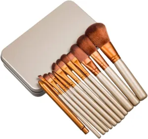 Make Up Brushes Set Makeup Brush Set 12 Pieces with Iron Box for Eye and Face Contour Makeup Brushes Makeup Tools Set