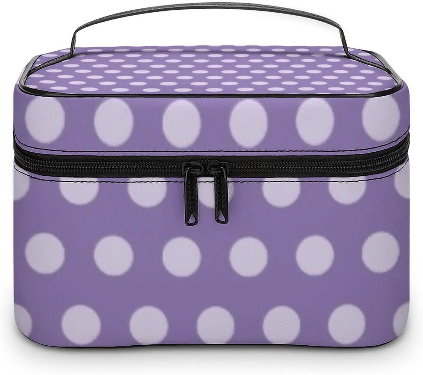 Makeup Bag, Lavender Polka Dots Travel Cosmetic Bag Makeup Organizer Case Large Capacity Portable Zipper Toiletry Bag Travel Organizer Accessories