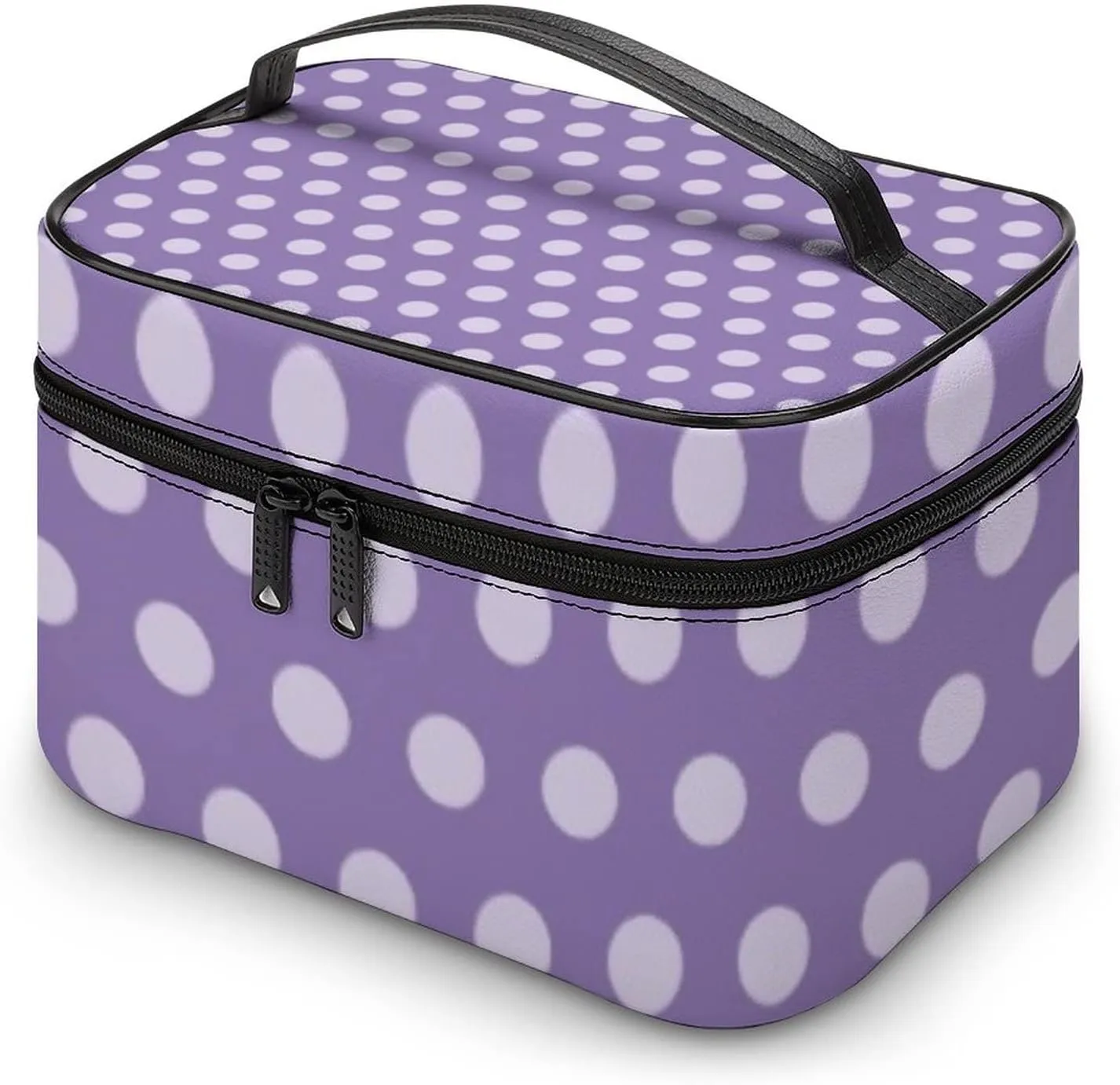 Makeup Bag, Lavender Polka Dots Travel Cosmetic Bag Makeup Organizer Case Large Capacity Portable Zipper Toiletry Bag Travel Organizer Accessories