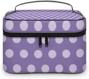 Makeup Bag, Lavender Polka Dots Travel Cosmetic Bag Makeup Organizer Case Large Capacity Portable Zipper Toiletry Bag Travel Organizer Accessories