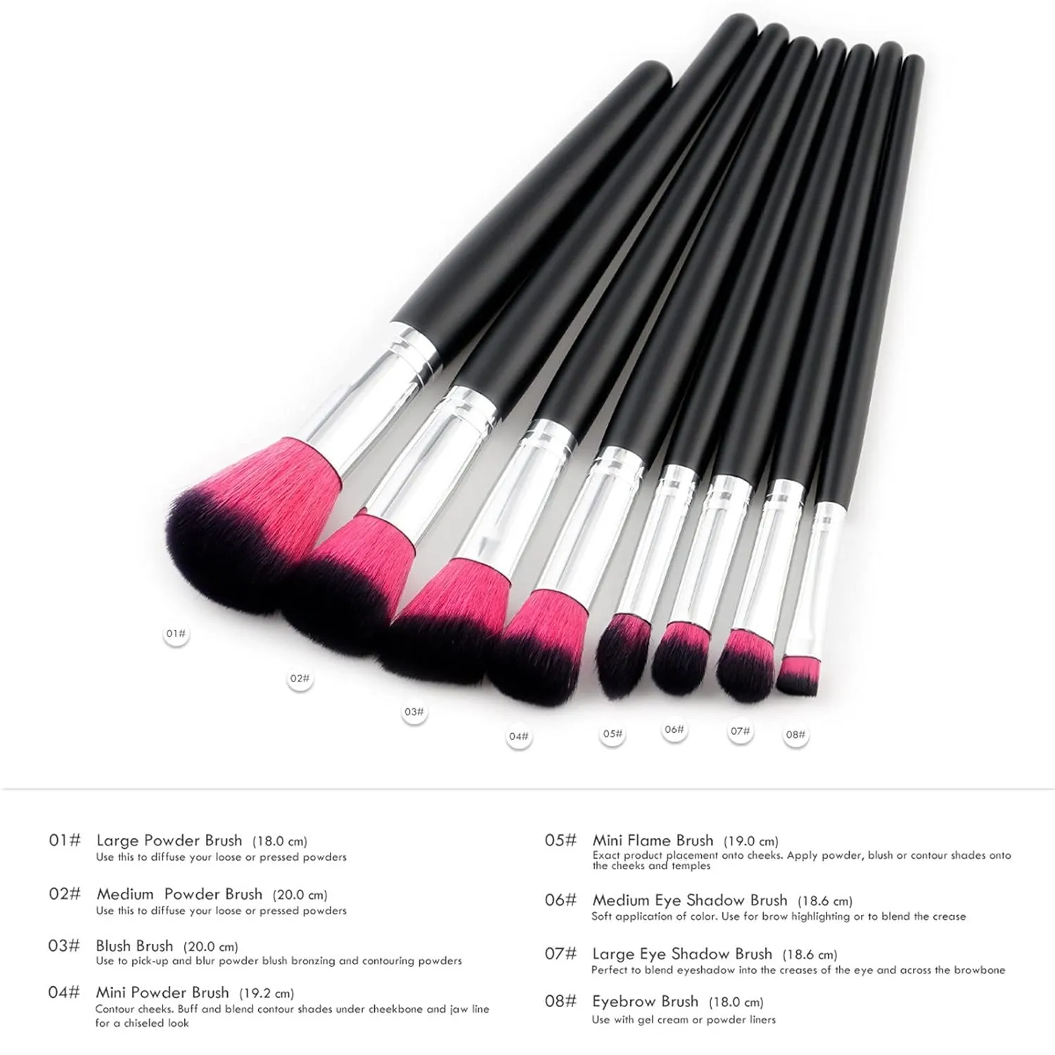 Makeup Brush Advanced Synthetic Concealer Foundation Powder Eyeshadow Makeup Brush Cosmetics Eyebrow Eyeshadow Powder Lip Gloss Brush 8Pack Foundation Makeup Brush Flat Top for Face (Color : B, Size