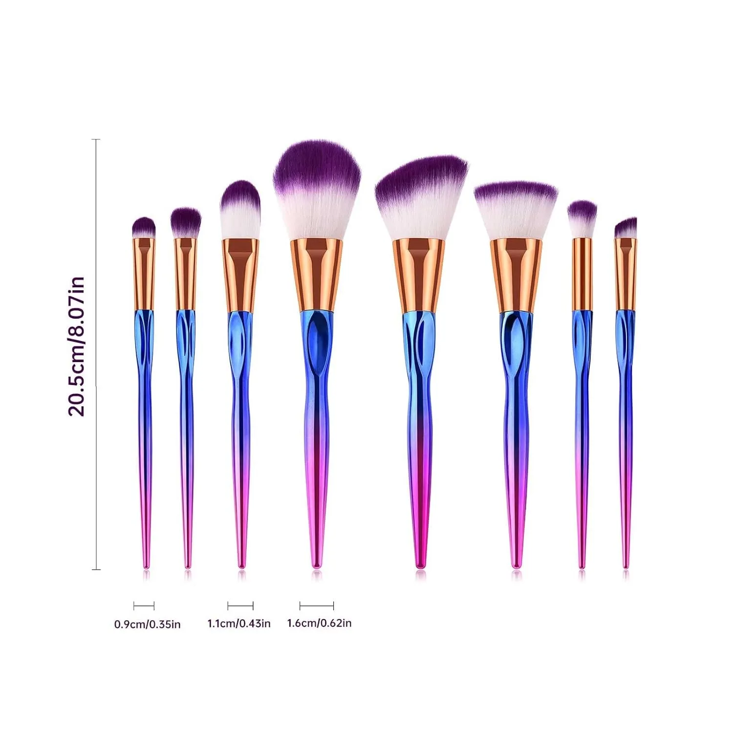 Makeup Brush Advanced Synthetic Concealer Foundation Powder Eyeshadow Makeup Brush Cosmetics Eyebrow Eyeshadow Powder Lip Gloss Brush 8Pack Travel Makeup Brush Holder (Color : A, Size : One Size)