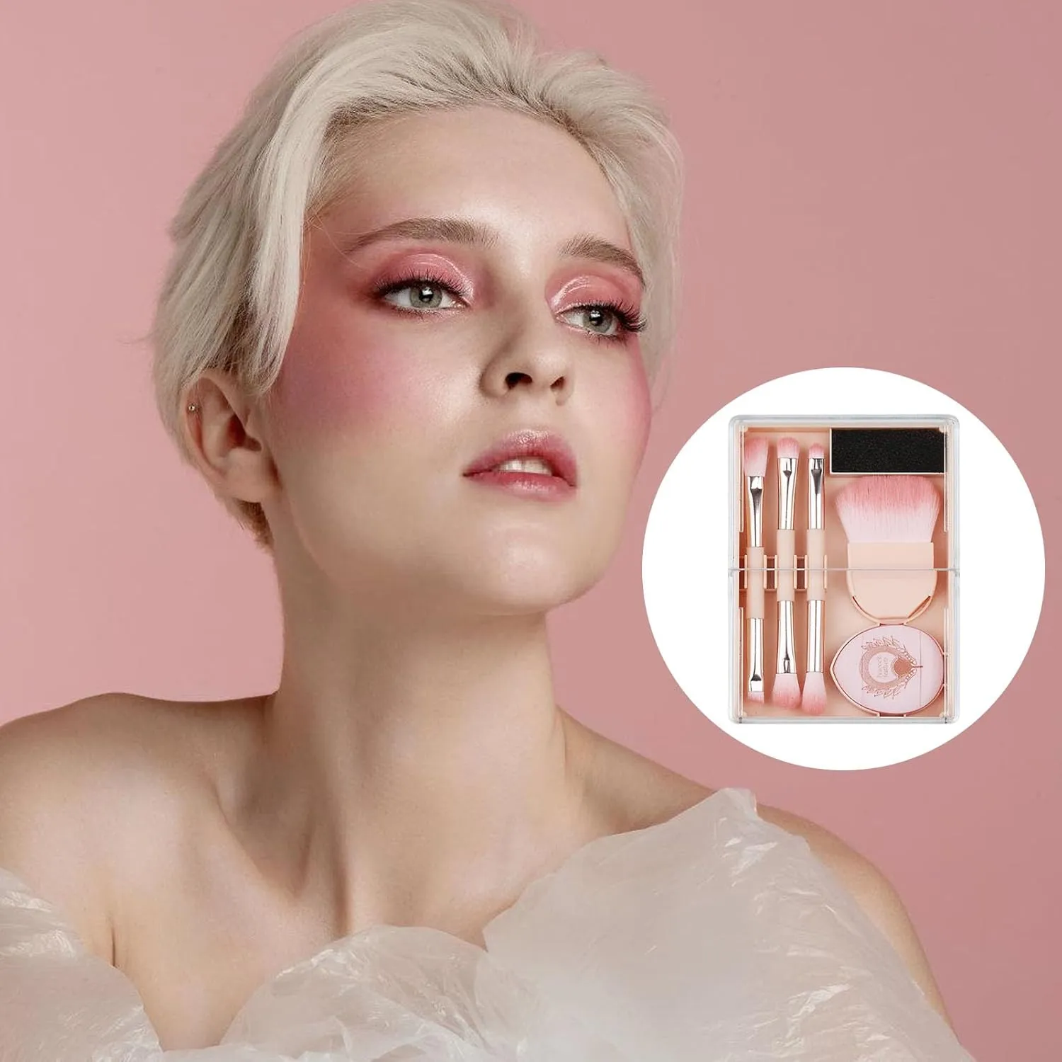 Makeup Brush Set With Powder Puff Set Liquid Makeup Powder Concealers Blusher Eyeshadow Applicator Valentine's Day Gifts