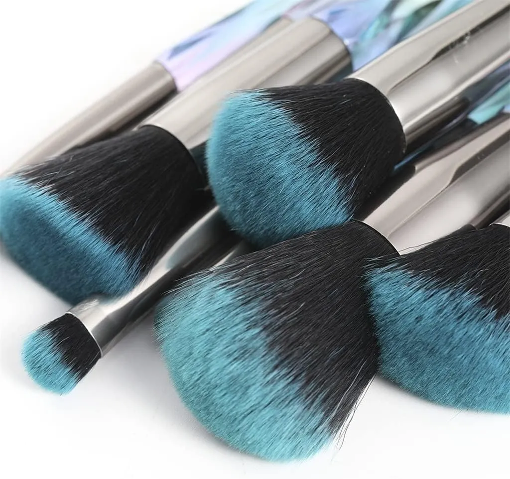Makeup Brushes 10PCS Crystal Makeup Brushes Set Cosmetic Beauty Powder Brush Concealer Eye Shadow Complete Makeup Kit Gift of Choice for mom, Wife or Female Friend. (Color : Green)
