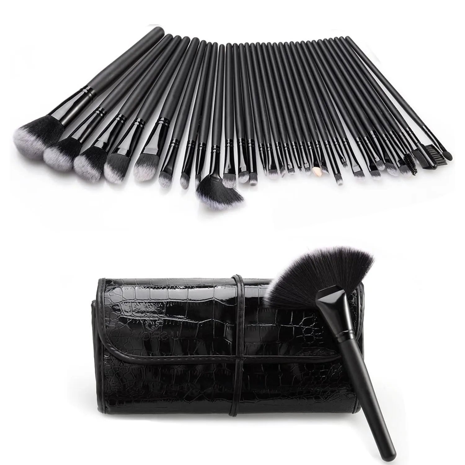Makeup Brushes, 32 Pcs Premium Synthetic Makeup Brushes Set Professional with Cosmetic Bag, Kabuki Foundation Blending Brush Eye Shadows Face Powder Blush Concealers Brushes