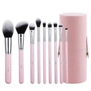 Makeup Brushes 9 Pcs Set with Leather Case, Multi Use with Synthetic Hair (9 Pcs   Leather Case Holder)