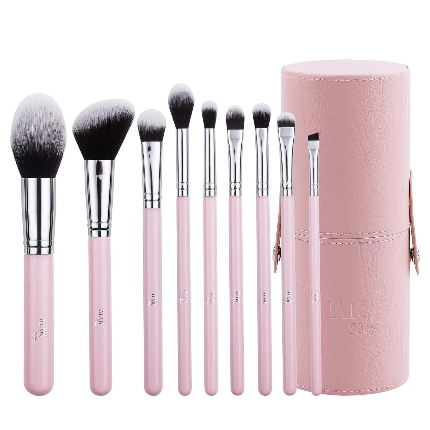 Makeup Brushes 9 Pcs Set with Leather Case, Multi Use with Synthetic Hair (9 Pcs   Leather Case Holder)