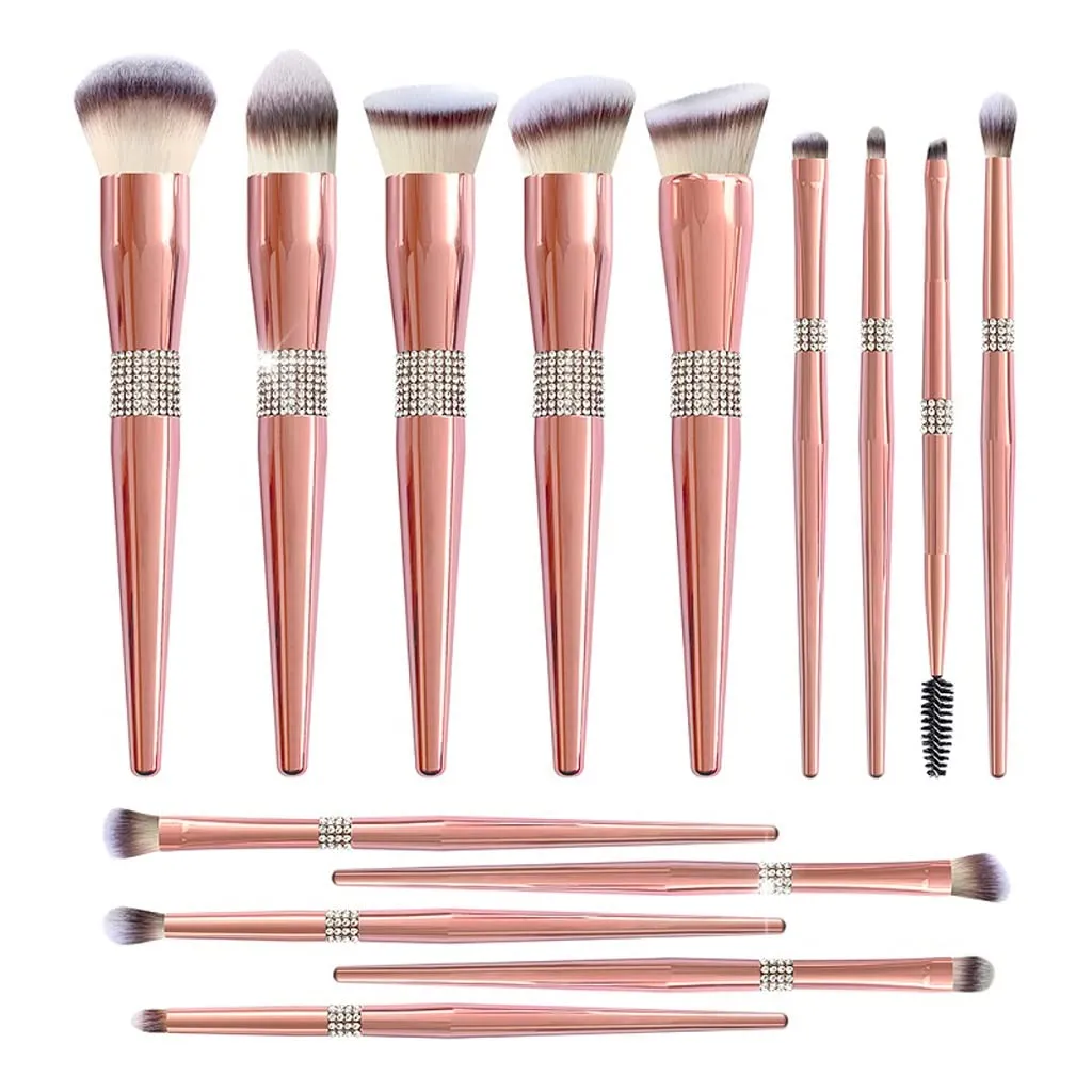 Makeup Brushes Set Professional Bling Diamond Encrusted Handle Hair Cosmetic Make Up Tool