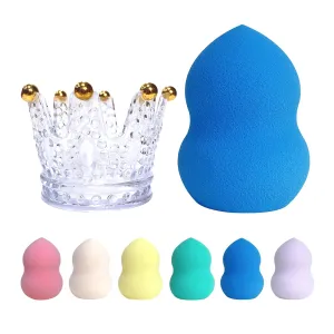 Makeup Sponge Foundation Blending Beauty Sponge, Multi-shapeSoft Puff, Dry & Wet Use with Sponge Holder Set, Sensitive and All Skin Types (Gourd, Sky Blue)