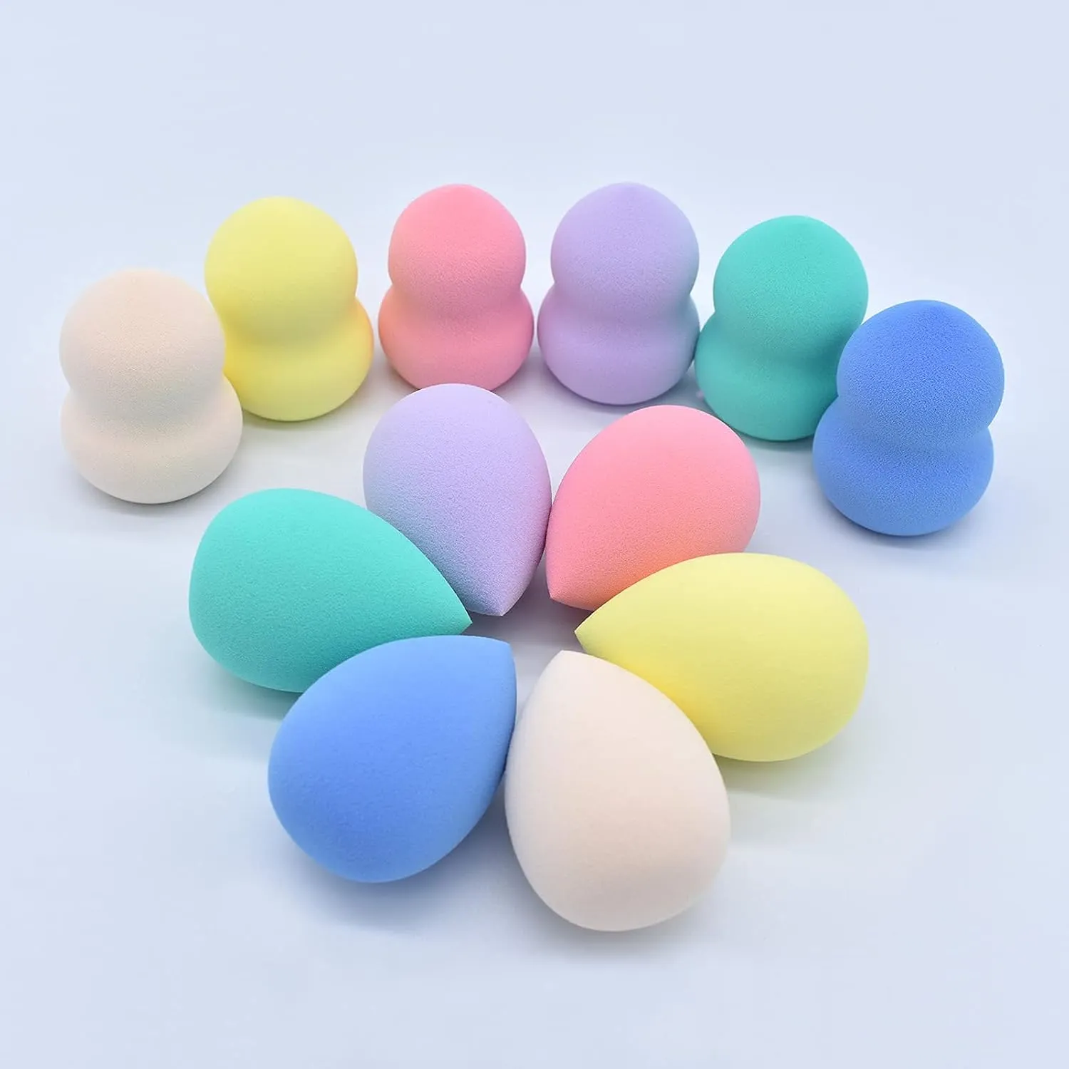 Makeup Sponge Foundation Blending Beauty Sponge, Multi-shapeSoft Puff, Dry & Wet Use with Sponge Holder Set, Sensitive and All Skin Types (Gourd, Sky Blue)