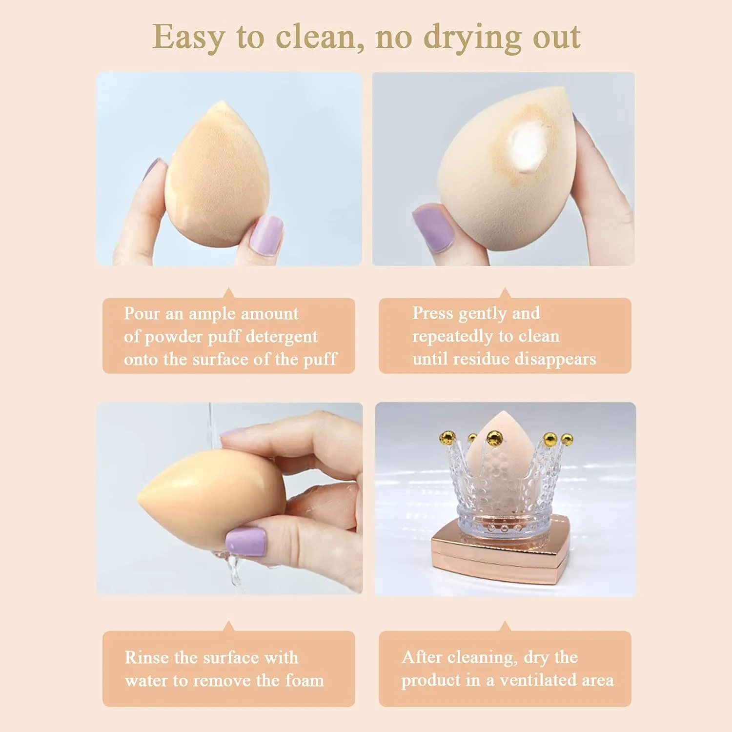 Makeup Sponge Foundation Blending Beauty Sponge, Multi-shapeSoft Puff, Dry & Wet Use with Sponge Holder Set, Sensitive and All Skin Types (Gourd, Sky Blue)