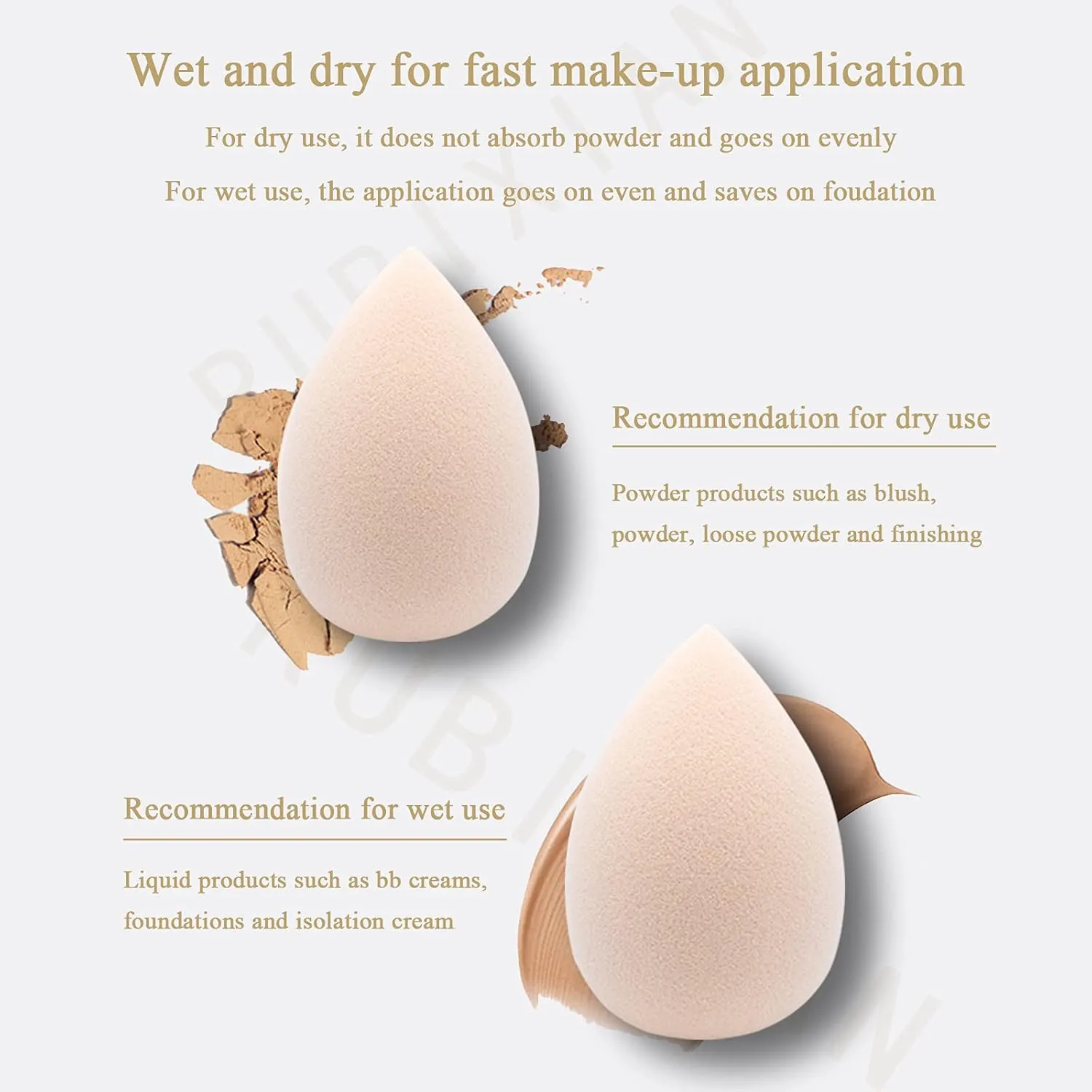 Makeup Sponge Foundation Blending Beauty Sponge, Multi-shapeSoft Puff, Dry & Wet Use with Sponge Holder Set, Sensitive and All Skin Types (Gourd, Sky Blue)