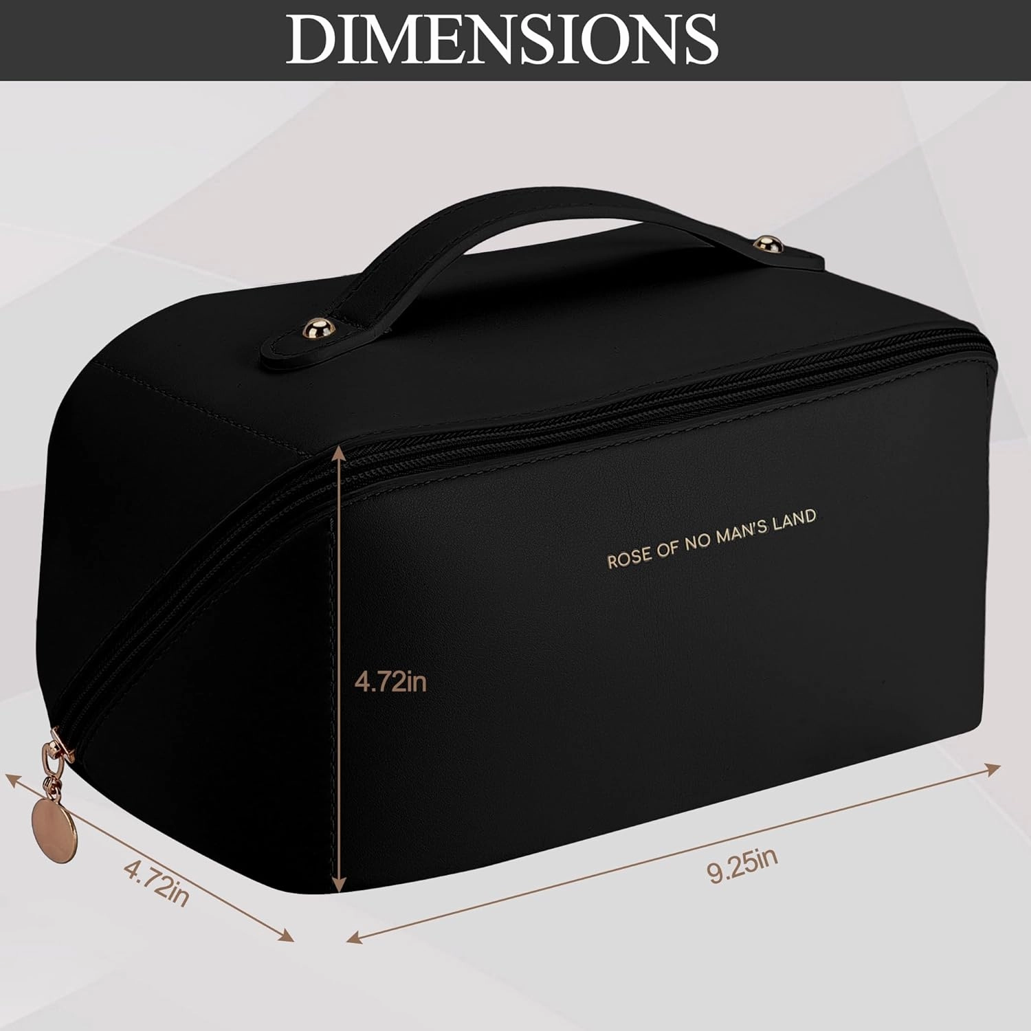 Makeup Bag Large Travel Cosmetic Bags for Women Waterproof PU Leather Makeup Organizer Bag with Handle and Divider for Storage Toiletry Bag Travel Essentials Cosmetic Pouch Black