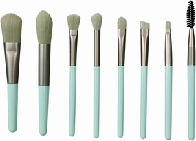 Makeup Brush Set of with Wooden Set Brushes Soft Brush Handle 8 Full Brush Battery Operated Makeup Brush(Green)