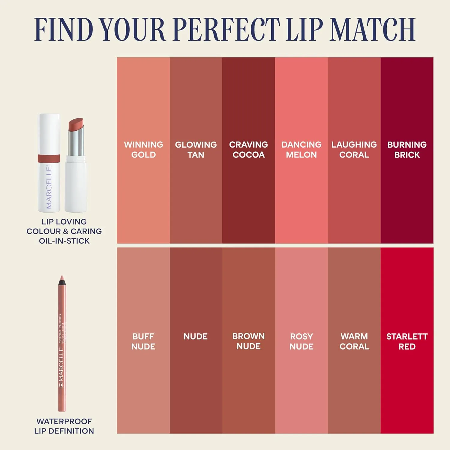 Marcelle Lip Loving Colour & Caring Oil-in-Stick, Winning Gold, Vegan, Cruelty-Free, Clean, Paraben-Free, Fragrance-Free, Hypoallergenic, 3g