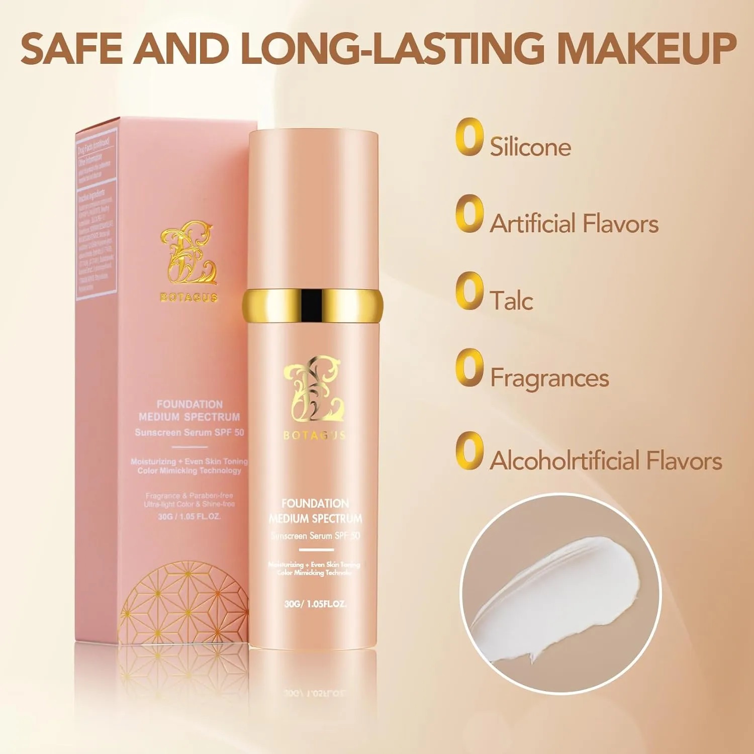 Match Cosmetics Foundation 4 in 1-Medium Spectrum,4 in 1 Cosmetics Foundation Liquid with SPF 50 , Concealer Cosmetic Lightweight Makeup, Longwearing & Waterproof for Makeup