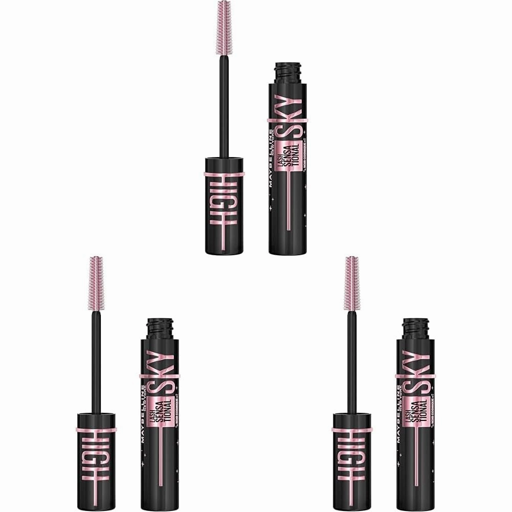 Maybelline New York Lash Sensational Sky High Mascara, Volumising & Lengthening Mascara, Washable Flake-Free Formula Infused with Bamboo Extract & Fibres, 7.2 ml, Shade: 01, Very Black