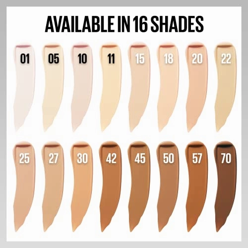 Maybelline Super Stay Liquid Concealer Makeup, Full Coverage Concealer, Up to 30 Hour Wear, Transfer Resistant, Natural Matte Finish, Oil-free, Available in 16 Shades, 10, 1 Count