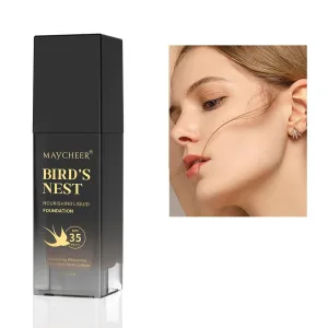 MAYCHERR Bird's Nest nourishing foundation liquid concealer modify skin color waterproof and moisturizing (02# NATURAL BEIGE, 1)