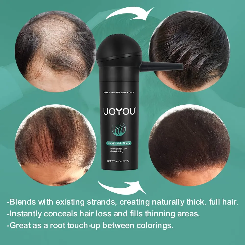 MEDIUM BROWN Hair Fibers for Thinning Hair 27.5g Bottle with Applicator | Natural Keratin Hair Fibers Concealer for Hair Loss for Men and Women | Hair Building Fibres Powder [MEDIUM BROWN Hair Fiber]