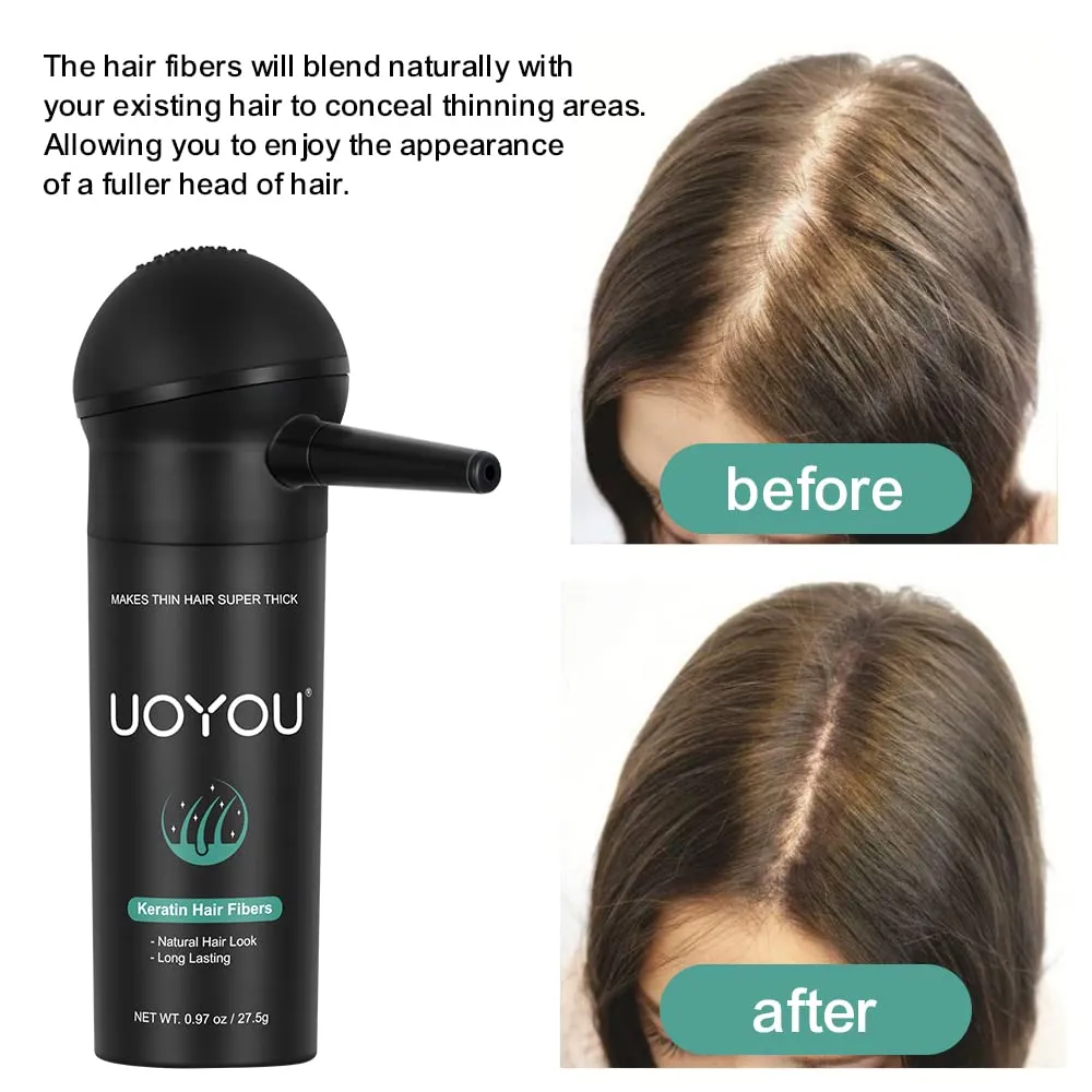 MEDIUM BROWN Hair Fibers for Thinning Hair 27.5g Bottle with Applicator | Natural Keratin Hair Fibers Concealer for Hair Loss for Men and Women | Hair Building Fibres Powder [MEDIUM BROWN Hair Fiber]