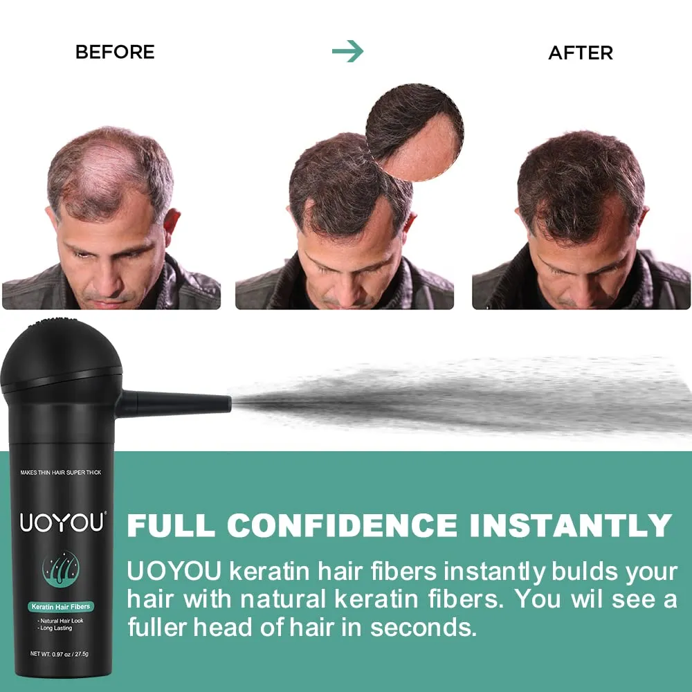 MEDIUM BROWN Hair Fibers for Thinning Hair 27.5g Bottle with Applicator | Natural Keratin Hair Fibers Concealer for Hair Loss for Men and Women | Hair Building Fibres Powder [MEDIUM BROWN Hair Fiber]