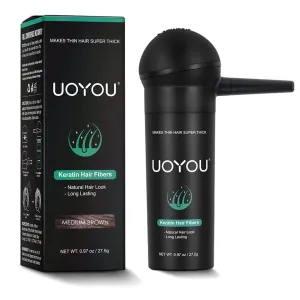 MEDIUM BROWN Hair Fibers for Thinning Hair 27.5g Bottle with Applicator | Natural Keratin Hair Fibers Concealer for Hair Loss for Men and Women | Hair Building Fibres Powder [MEDIUM BROWN Hair Fiber]