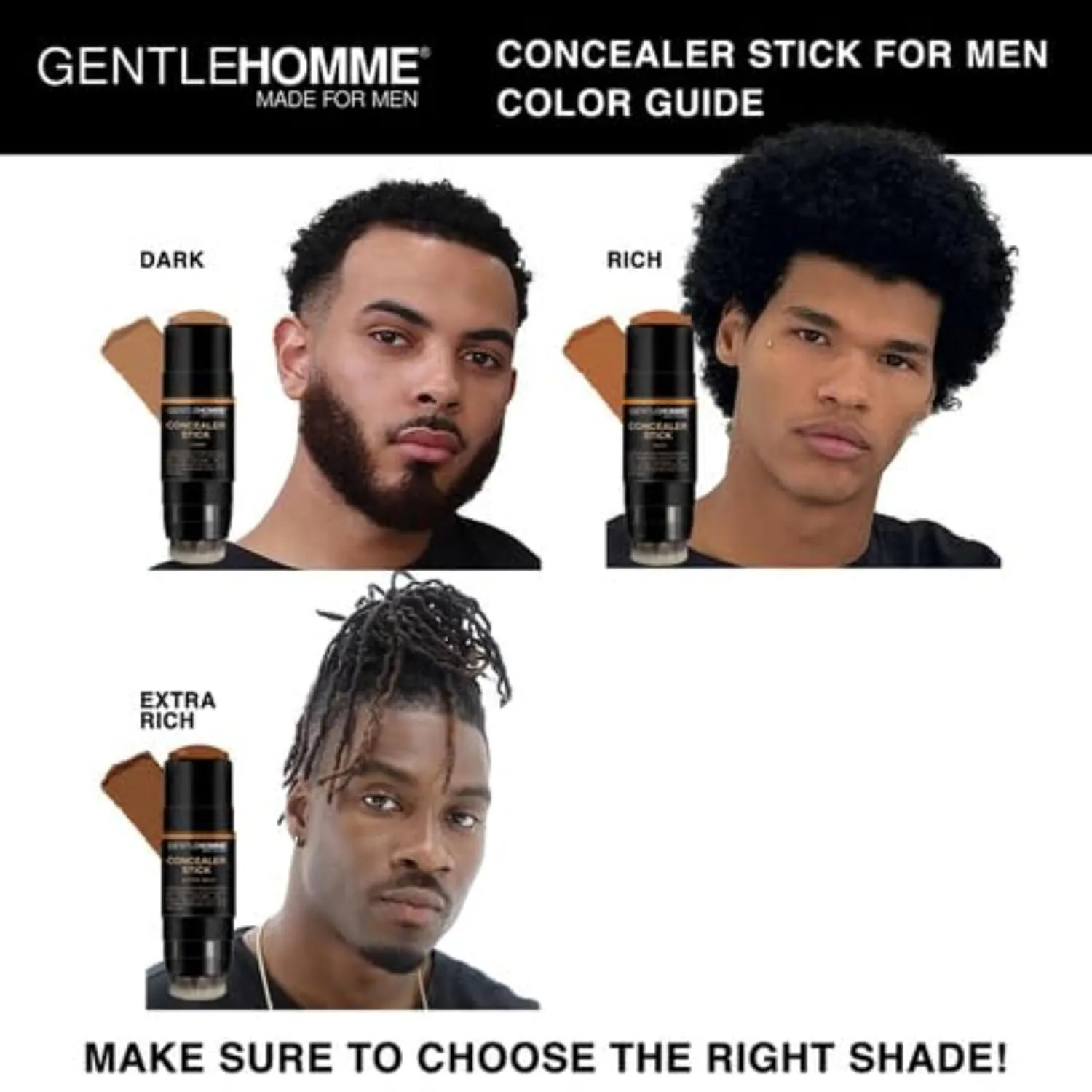 Men's Concealer Stick with Brush for Dark Circles Eraser, 4 Shades, Light