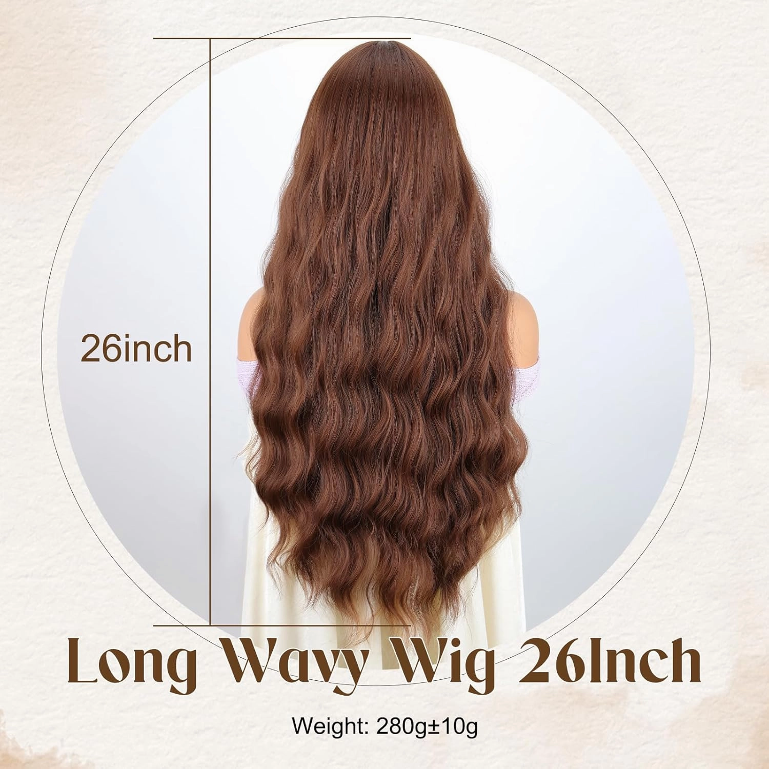 MERISIHAIR Light Brown wavy wig with Bangs for long Women Brown and Blonde Wavy Hair Wigs Ombre Highlight Ash Brown Mixed Golden Blonde Curly Wavy Wig for Party Daily Use 26inch