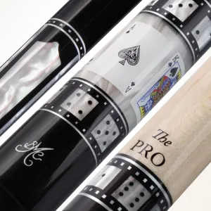 Meucci Pool Cues - BMC Casino 10 - Billiard Pool Stick with Card and Ivory Dice Sleeve, Ebony Color Wrap, Power Piston Forearm - 19 Oz Low Deflection Pool Cue Stick - Amateur or Professional Cue Stick