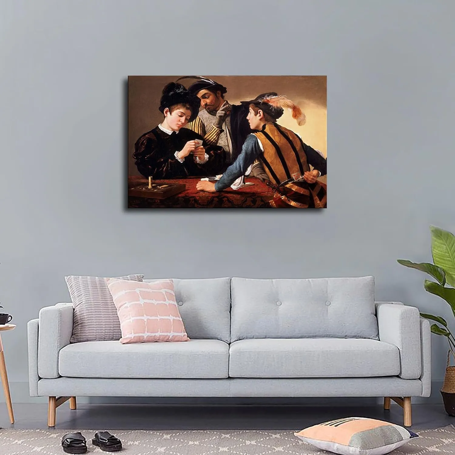 Michelangelo Merisi da Caravaggio Artwork-The Cardsharp Poster Canvas Image Printing Wall Art Decor Aesthetics Living Room Bedroom Home Background Famous Paintings Printmaking (24x36inch-Unframed)